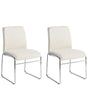 Set of 2 Dining Accent Chairs Light Beige Fabric Upholstery Armless Metal Base Modern Design Beliani