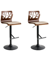 Set of 2 Bar Stools Dark Brown with Beige and Black Leg Faux Leather Footrest Swivel Gas Lift Adjustable Height Modern Beliani