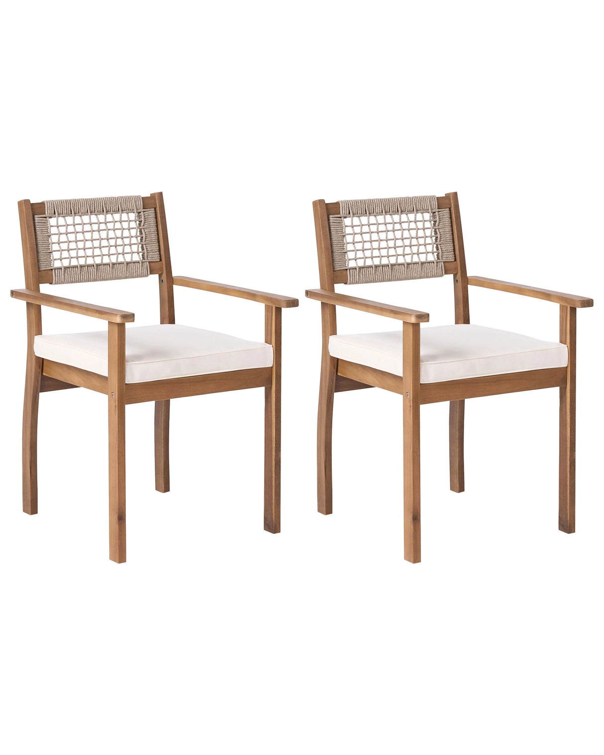 Garden Set of 2 Chairs Light Brown Certified Acacia Wood Top Rustic Style Outdoor Beliani