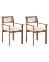 Garden Set of 2 Chairs Light Brown Certified Acacia Wood Top Rustic Style Outdoor Beliani