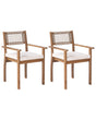 Garden Set of 2 Chairs Light Brown Certified Acacia Wood Top Rustic Style Outdoor Beliani