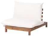 Garden Sun Lounger Light Brown Certified Acacia with Cushions Low Frame Reclining Backrest Beliani