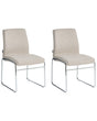 Set of 2 Dining Accent Chairs Beige Fabric Upholstery Armless Metal Base Modern Design Beliani