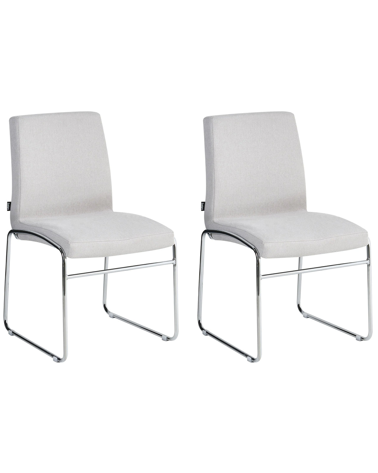 Set of 2 Dining Accent Chairs Light Grey Fabric Upholstery Armless Metal Base Modern Design Beliani
