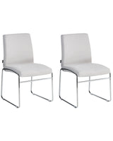 Set of 2 Dining Accent Chairs Light Grey Fabric Upholstery Armless Metal Base Modern Design Beliani