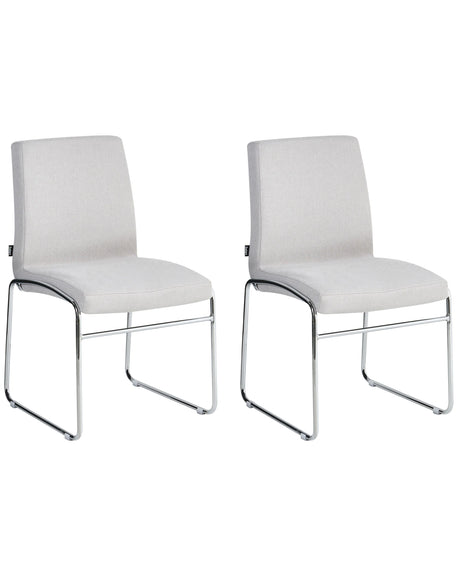 Set of 2 Dining Accent Chairs Light Grey Fabric Upholstery Armless Metal Base Modern Design Beliani