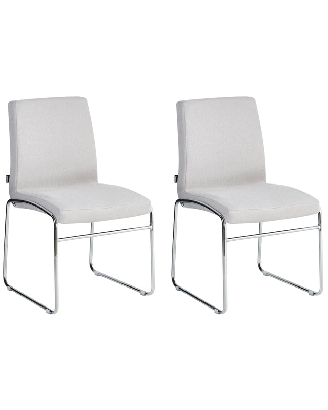 Set of 2 Dining Accent Chairs Light Grey Fabric Upholstery Armless Metal Base Modern Design Beliani