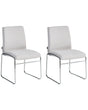 Set of 2 Dining Accent Chairs Light Grey Fabric Upholstery Armless Metal Base Modern Design Beliani