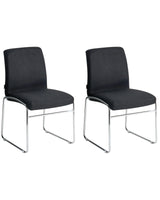 Set of 2 Dining Accent Chairs Black Fabric Upholstery Armless Metal Base Modern Design Beliani