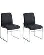 Set of 2 Dining Accent Chairs Black Fabric Upholstery Armless Metal Base Modern Design Beliani