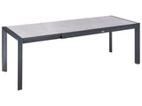 Extending Garden Dining Table Grey HPL Top Aluminium Frame 160/220 x 90 cm UV Water Rust Resistant Outdoor Patio Modern Style Beliani