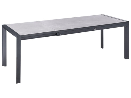 Extending Garden Dining Table Grey HPL Top Aluminium Frame 160/220 x 90 cm UV Water Rust Resistant Outdoor Patio Modern Style Beliani