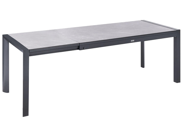 Extending Garden Dining Table Grey HPL Top Aluminium Frame 160/220 x 90 cm UV Water Rust Resistant Outdoor Patio Modern Style Beliani