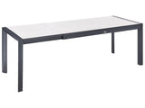 Extending Garden Dining Table Beige HPL Top Aluminium Frame 160/220 x 90 cm UV Water Rust Resistant Outdoor Patio Modern Style Beliani