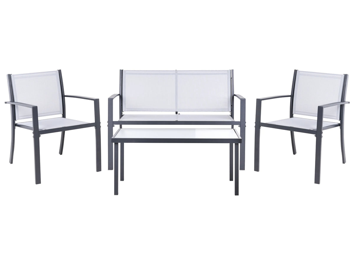 Garden Sofa Set Grey Steel Lounge Set 4 Seater Set with Table Industrial Modern Style Garden Patio Balcony Beliani