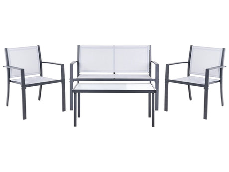 Garden Sofa Set Grey Steel Lounge Set 4 Seater Set with Table Industrial Modern Style Garden Patio Balcony Beliani