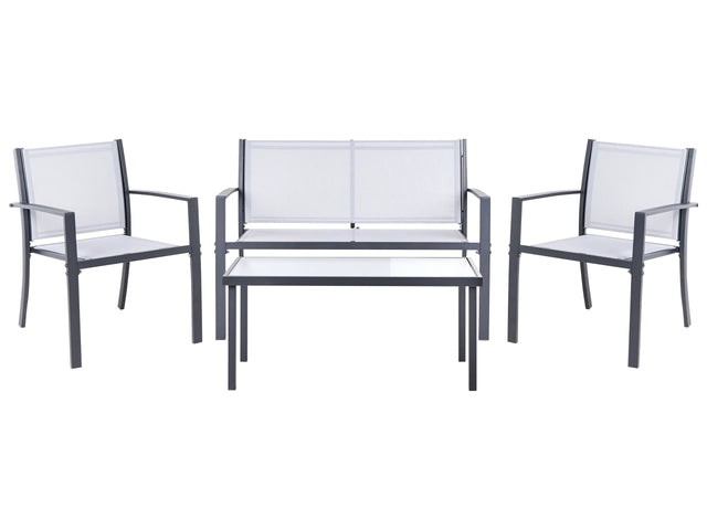 Garden Sofa Set Grey Steel Lounge Set 4 Seater Set with Table Industrial Modern Style Garden Patio Balcony Beliani