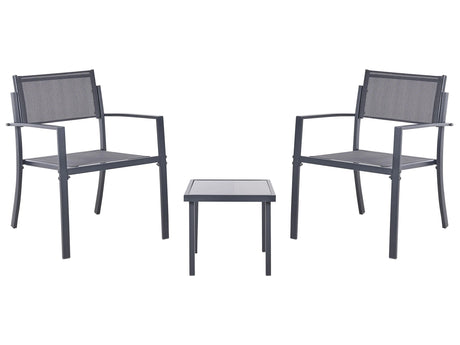 Bistro Set Dark Grey Steel 2 Seater Set with Coffee Table Industrial Modern Style Balcony Beliani