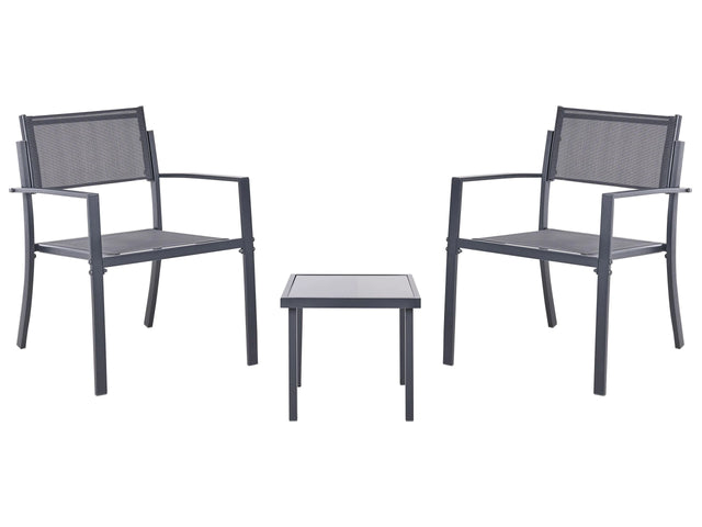 Bistro Set Dark Grey Steel 2 Seater Set with Coffee Table Industrial Modern Style Balcony Beliani