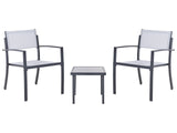 Bistro Set Grey Steel 2 Seater Set with Coffee Table Industrial Modern Style Balcony Beliani