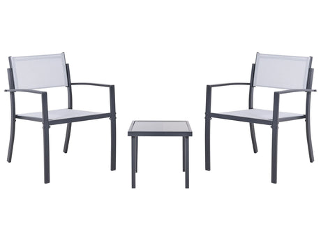 Bistro Set Grey Steel 2 Seater Set with Coffee Table Industrial Modern Style Balcony Beliani