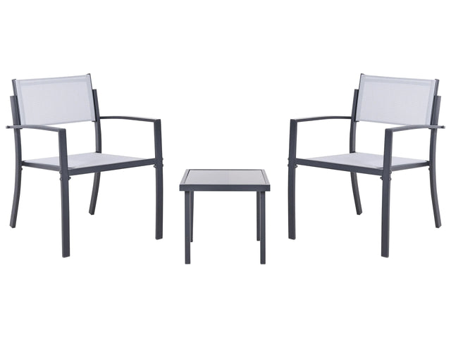 Bistro Set Grey Steel 2 Seater Set with Coffee Table Industrial Modern Style Balcony Beliani