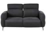 2 Seater Sofa Black Fabric with Adjustable Headrests Minimalistic Style Beliani