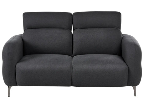 2 Seater Sofa Black Fabric with Adjustable Headrests Minimalistic Style Beliani