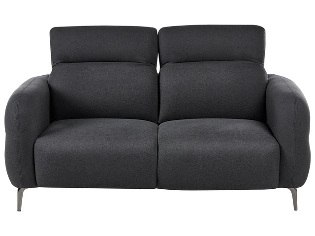 2 Seater Sofa Black Fabric with Adjustable Headrests Minimalistic Style Beliani