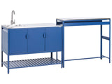Outdoor Kitchen Cabinet Blue Stainless Steel 3 Door Unit with Top Garden Kitchen Dining Beliani