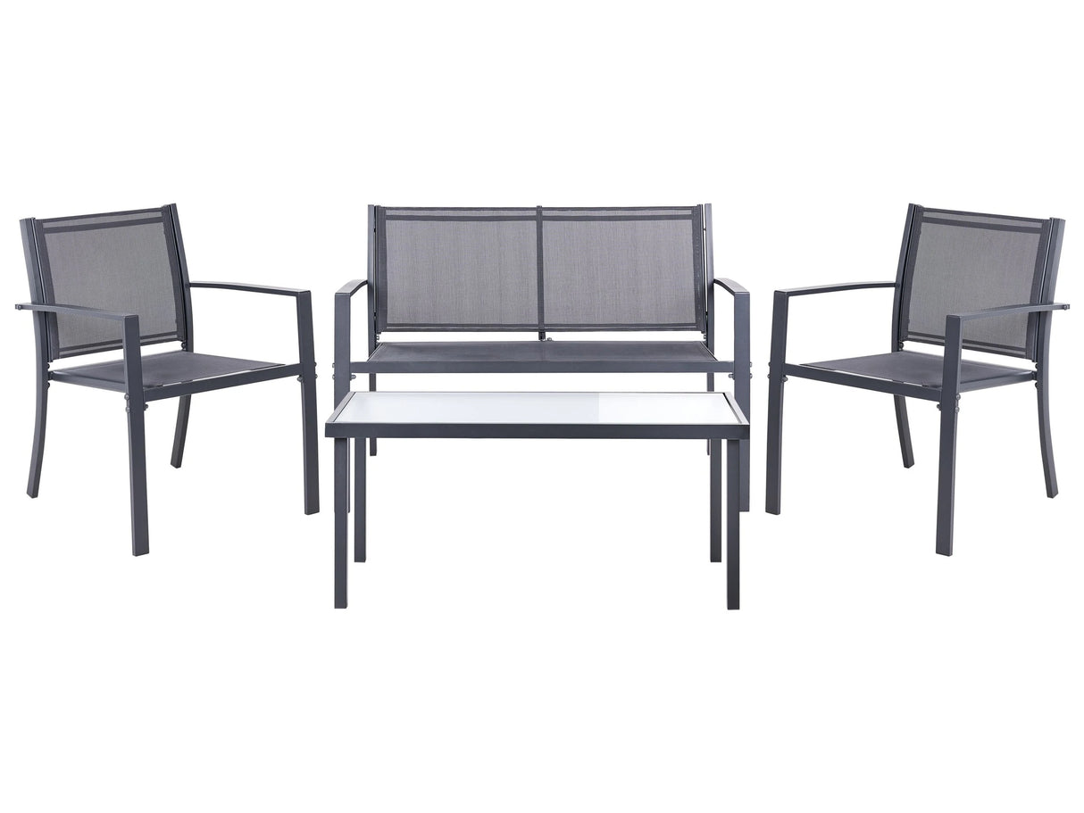 Garden Sofa Set Dark Grey Steel Lounge Set 4 Seater Set with Table Industrial Modern Style Garden Patio Balcony Beliani