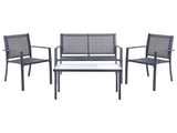 Garden Sofa Set Dark Grey Steel Lounge Set 4 Seater Set with Table Industrial Modern Style Garden Patio Balcony Beliani