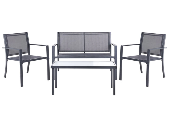 Garden Sofa Set Dark Grey Steel Lounge Set 4 Seater Set with Table Industrial Modern Style Garden Patio Balcony Beliani