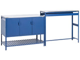 Outdoor Kitchen Cabinet Blue Stainless Steel 3 Door Unit with Top Garden Kitchen Dining Beliani