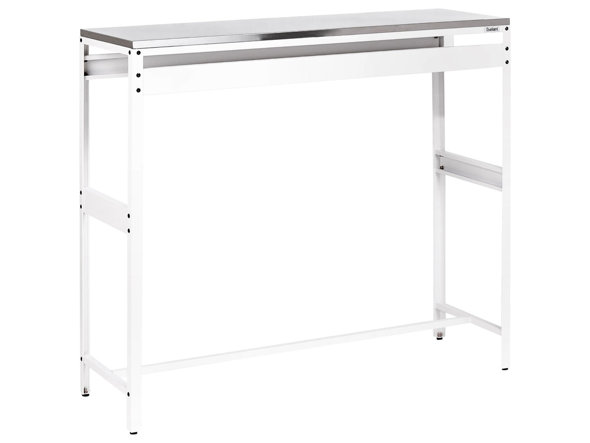 Outdoor Kitchen Cabinet White Stainless Steel 3 Door Unit with Top Garden Kitchen Dining Beliani