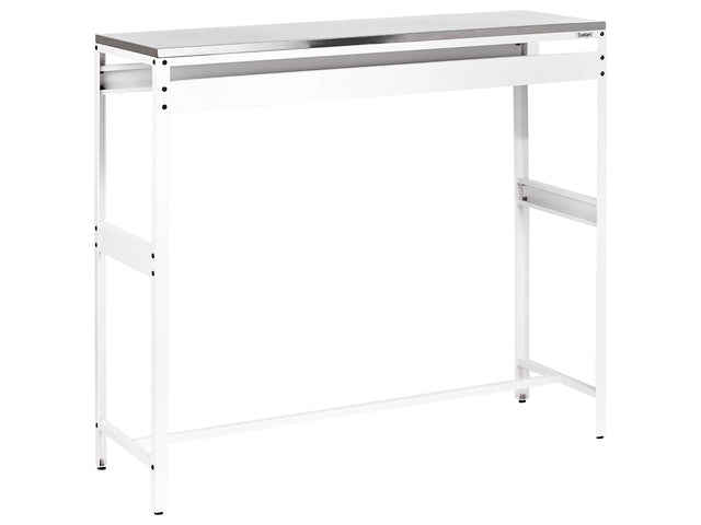 Outdoor Kitchen Cabinet White Stainless Steel 3 Door Unit with Top Garden Kitchen Dining Beliani