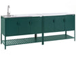 Outdoor Kitchen Cabinet Green Stainless Steel 3 Door Unit with Top Garden Kitchen Dining Beliani