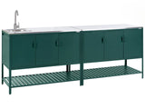 Outdoor Kitchen Cabinet Green Stainless Steel 3 Door Unit with Top Garden Kitchen Dining Beliani