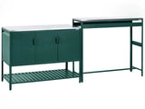 Outdoor Kitchen Cabinet Green Stainless Steel 3 Door Unit with Top Garden Kitchen Dining Beliani