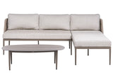 3 Seater Lounge Set Beige Left Hand Fabric Aluminium Frame Corner Sofa and Coffee Table Stylish Garden Furniture Patio Beliani