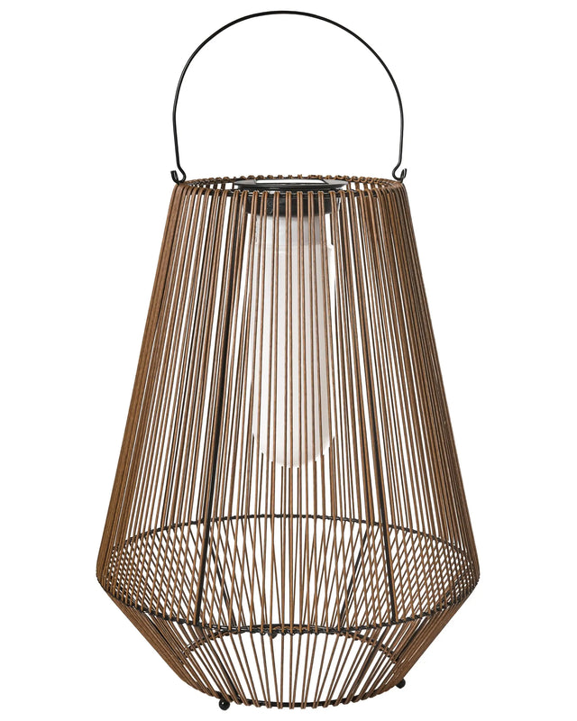 Solar Lantern Natural Synthetic Material LED In &amp; Outdoor Decoration Energy-Efficient Rustic Boho Beliani
