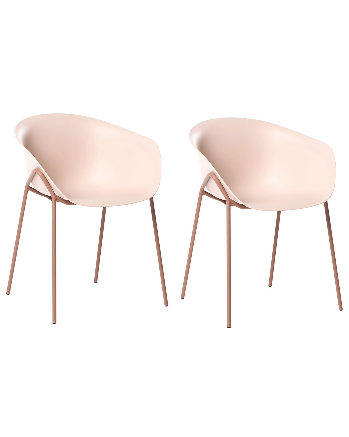 Set of 2 Garden Chairs Beige Plastic Seat Black Metal Legs All-Weather Modern Beliani