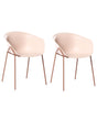 Set of 2 Garden Chairs Beige Plastic Seat Black Metal Legs All-Weather Modern Beliani