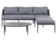 3 Seater Lounge Set Grey Left Hand Fabric Aluminium Frame Corner Sofa and Coffee Table Stylish Garden Furniture Patio Beliani