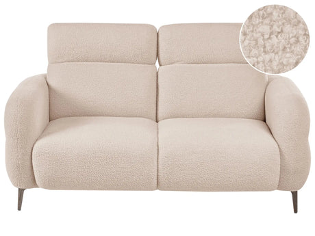 2 Seater Sofa Beige Boucle with Adjustable Headrests Minimalistic Style Beliani
