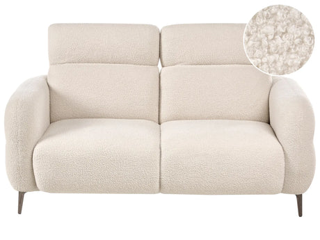 2 Seater Sofa Off-White Boucle with Adjustable Headrests Minimalistic Style Beliani