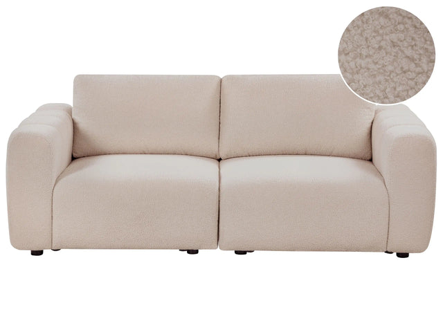 Modular 2 Seater Sofa Beige Boucle Sectional Two Piece Sofa Modern Minimalistic Style Beliani