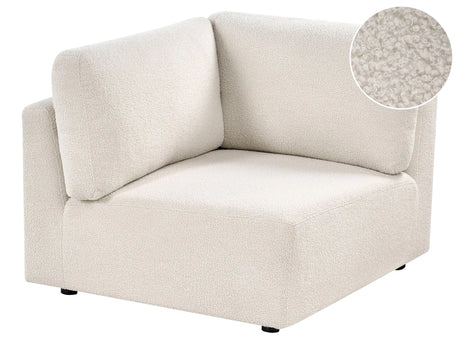 Right-Hand Corner 1-Seat Off-White Boucle Upholstered Modul Section Beliani