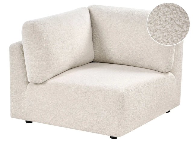Right-Hand Corner 1-Seat Off-White Boucle Upholstered Modul Section Beliani