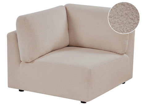 Right-Hand Corner 1-Seat Beige Boucle Upholstered Modul Section Beliani